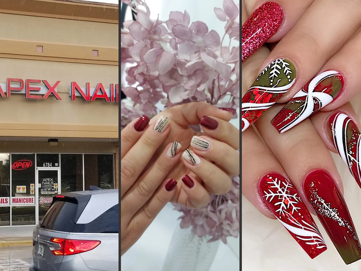 Nail technician painting a client’s nails