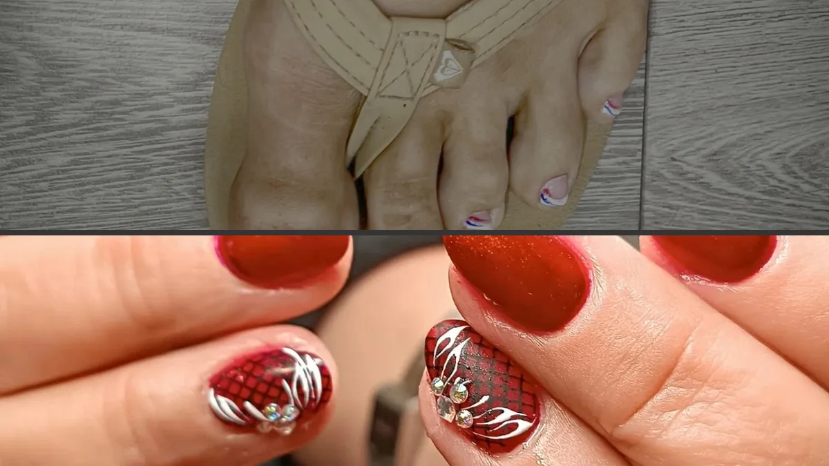 Nail technician painting a client’s nails